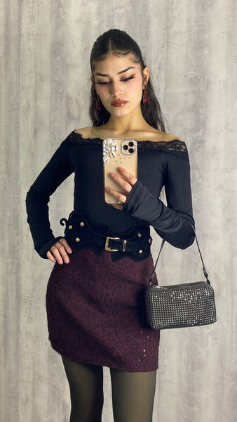 Bolso pequeño negro con pedrería