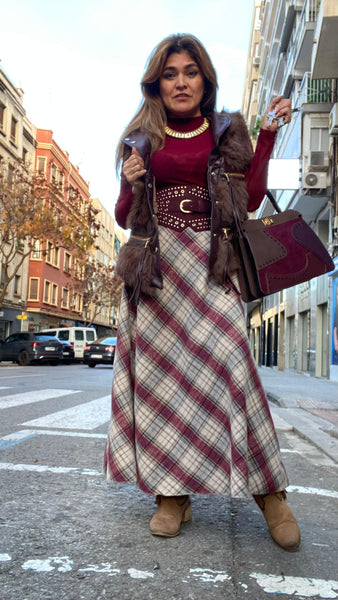 Cinturón elástico ancho granate