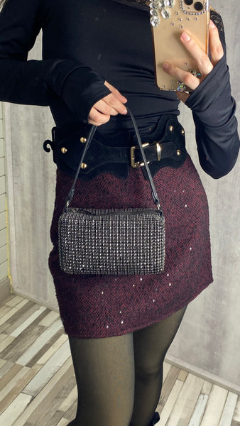 Bolso pequeño negro con pedrería