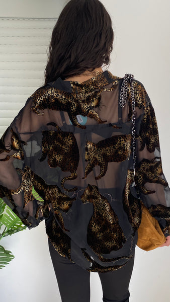 Chaqueta bomber transparente de leopardo