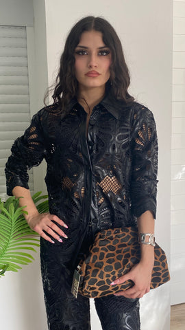 Bolso animal print marroń y negro