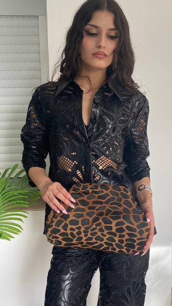 Bolso animal print marroń y negro