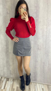 Falda pantalón gris con pedrería