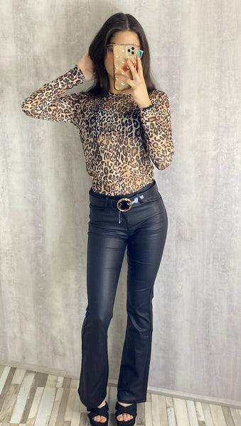 Top leopardo transparente