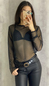 Top transparente con brillo