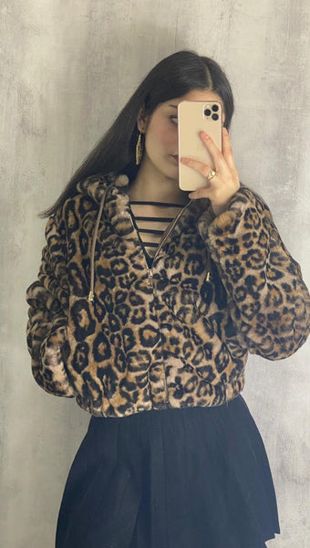 Chaqueta leopardo de pelo sintético