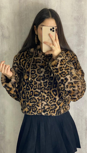 Chaqueta leopardo de pelo sintético