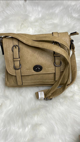 Bolso bandolera beige oscuro de poli piel