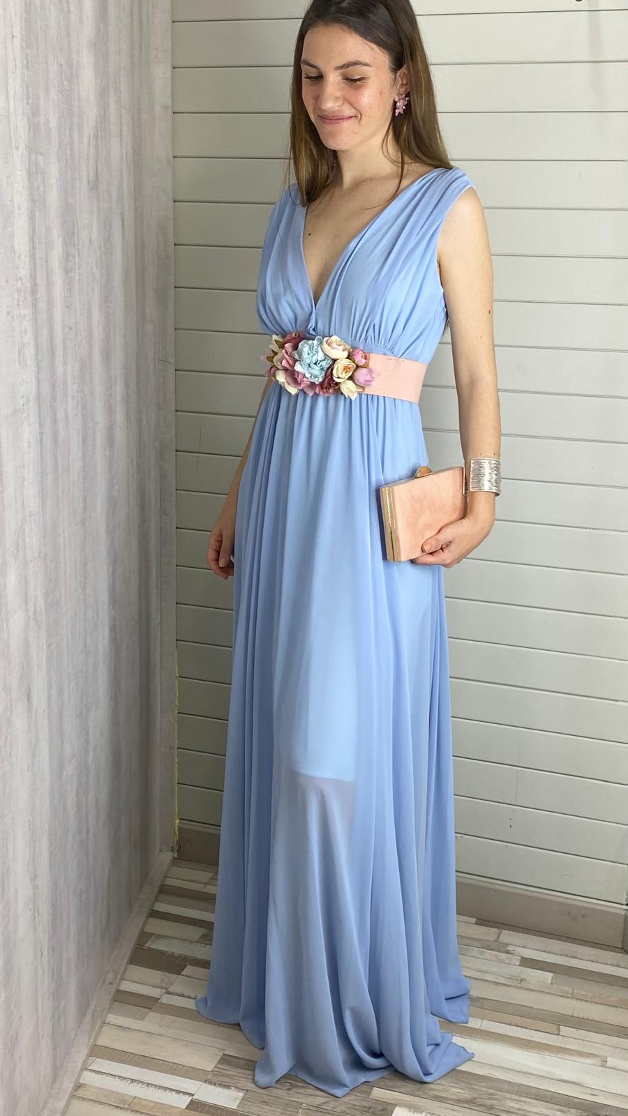 Vestido de fiesta de gasa azul bebé