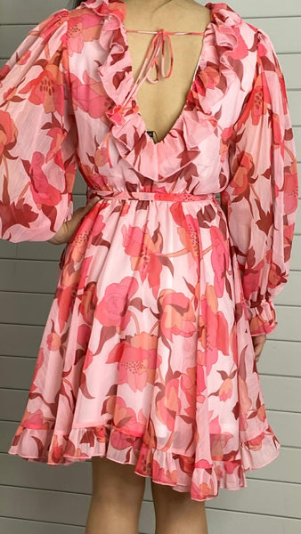 Vestido estampado en tonos corales