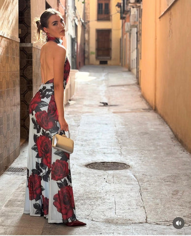 Vestido de tull elástico estampado