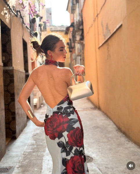 Vestido de tull elástico estampado