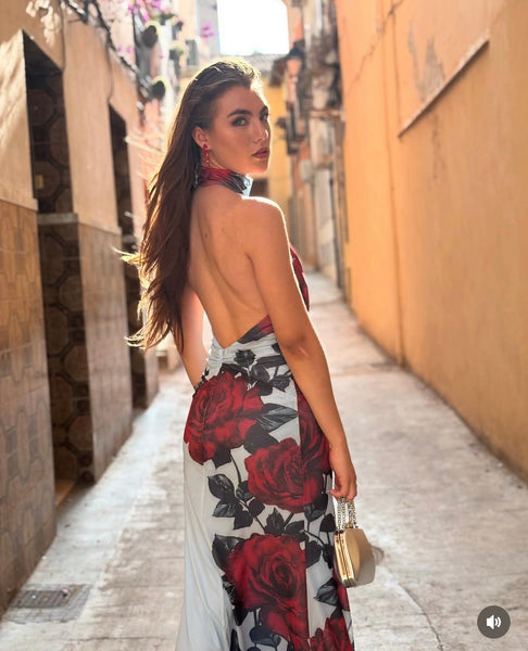 Vestido de tull elástico estampado