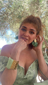 Pendientes de acero en dorado y verde agua