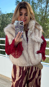 Chaleco beige de pelo