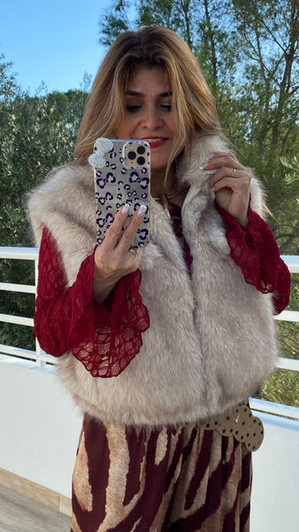 Chaleco beige de pelo