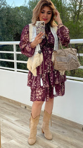 Bolso efecto borreguito color topo