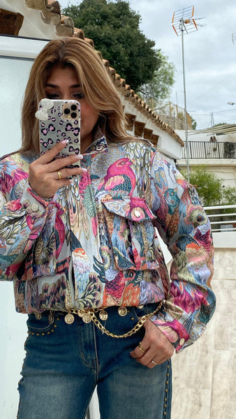Chaqueta bomber estampada