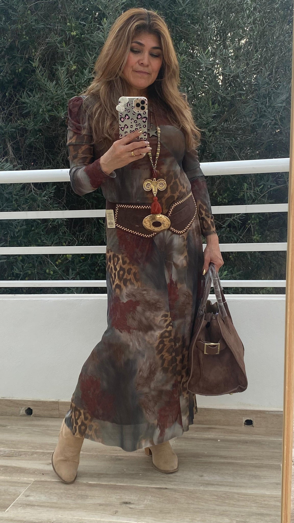 Vestido largo selva de tul elástico