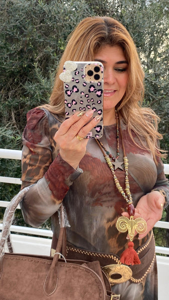 Collar cuentas con flecos