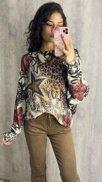 Jersey oversay calado estrella