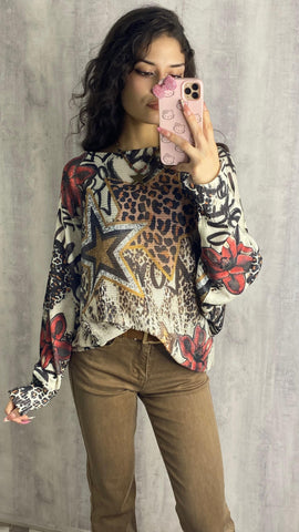 Jersey oversay calado estrella