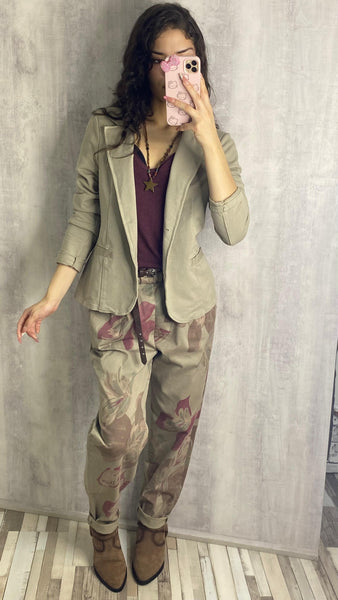 Americana beige de algodón