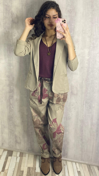 Americana beige de algodón