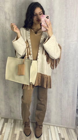 Bolso grande blanco roto de polipiel