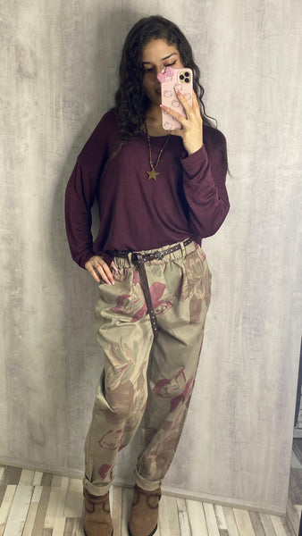 Jersey punto fino en granate