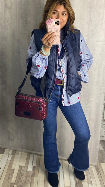 Chaleco Paris acolchado corto azul marino