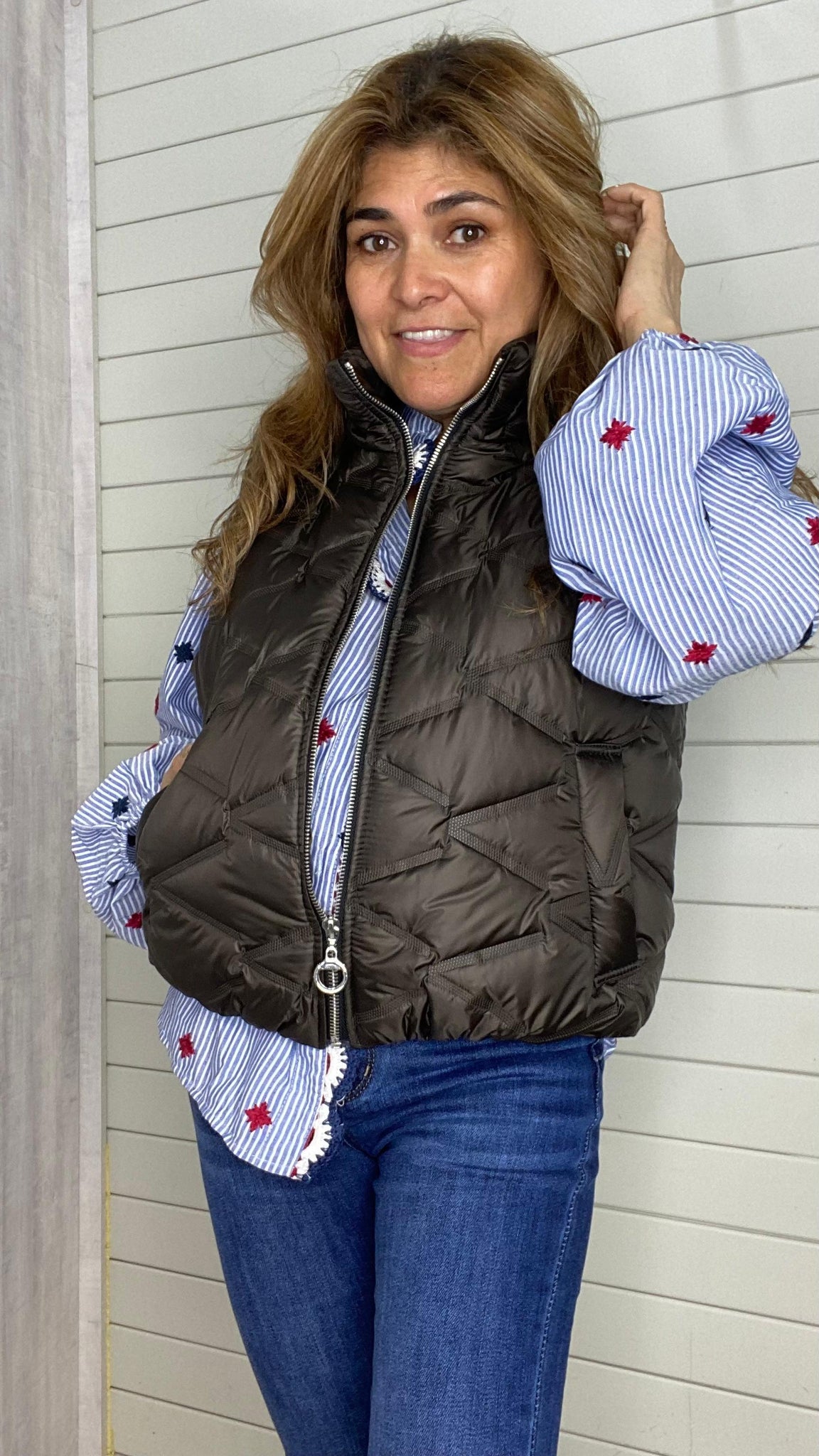 Chaleco Paris marrón chocolate acolchado