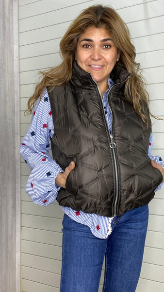 Chaleco Paris marrón chocolate acolchado