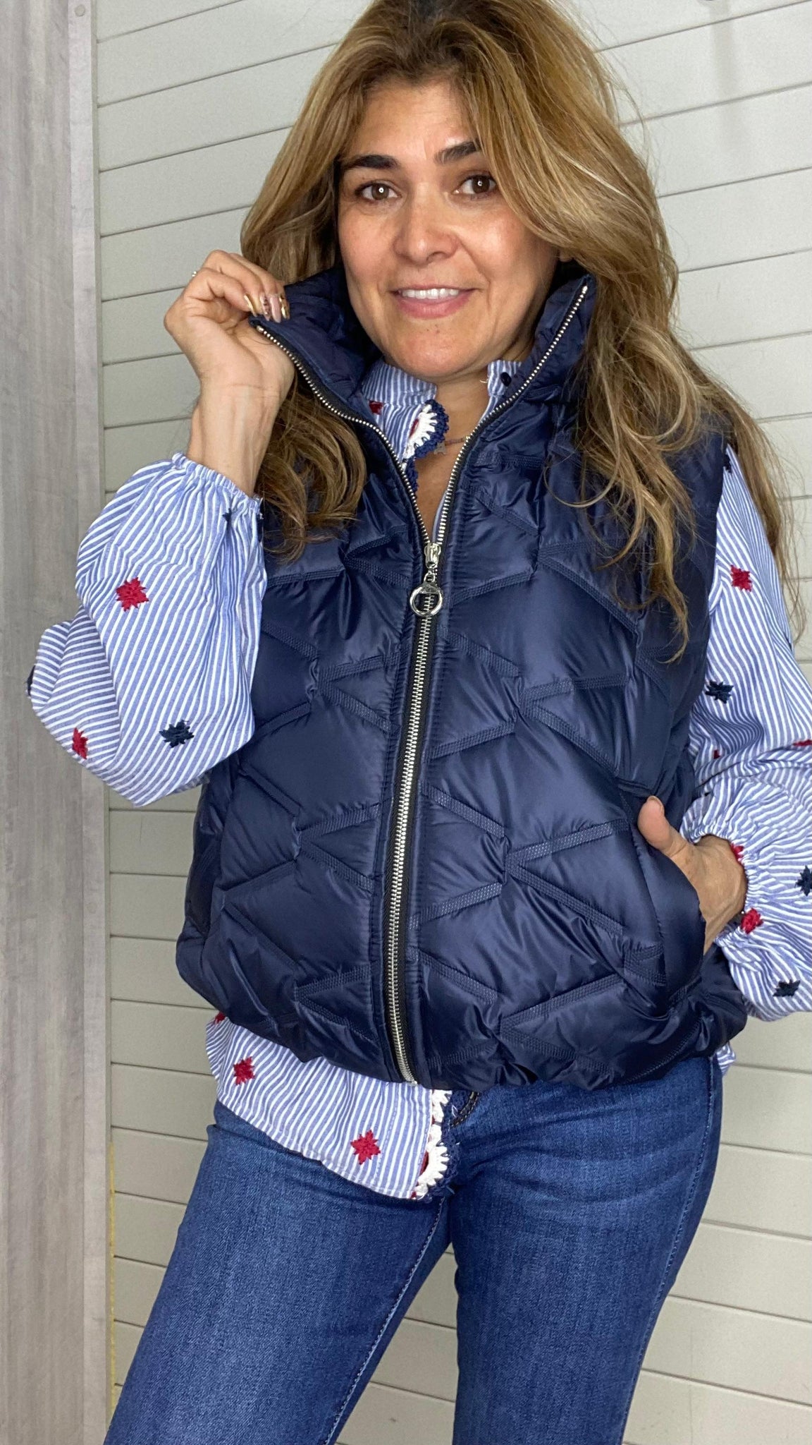 Chaleco Paris acolchado corto azul marino