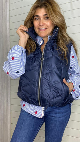 Chaleco Paris acolchado corto azul marino