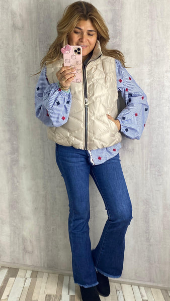 Chaleco Paris blanco roto acolchado