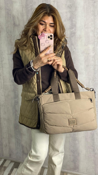 Bolso acolchado color topo