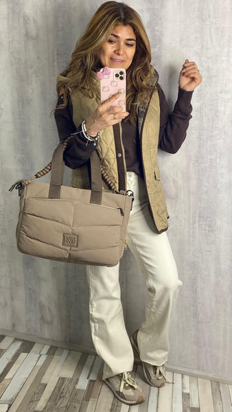 Bolso acolchado color topo