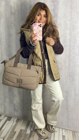 Bolso acolchado color topo