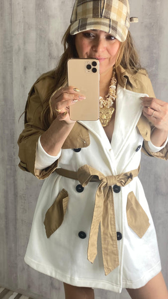 Gabardina de punto combinada