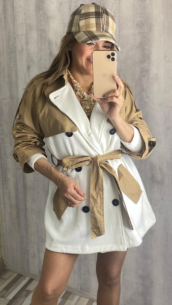 Gabardina de punto combinada