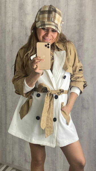 Gabardina de punto combinada