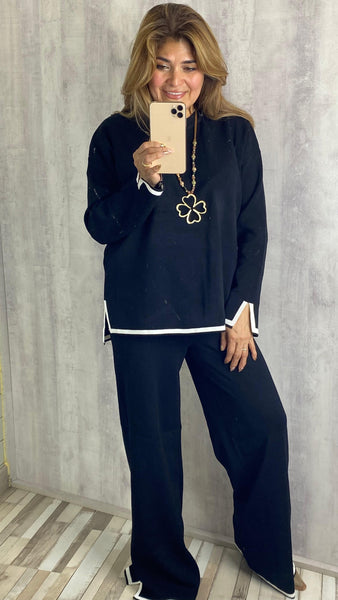 Conjunto de punto de canalé en negro