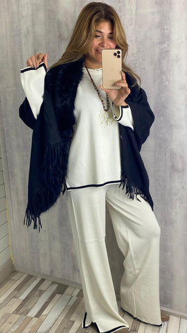 Conjunto de punto de canalé blanco