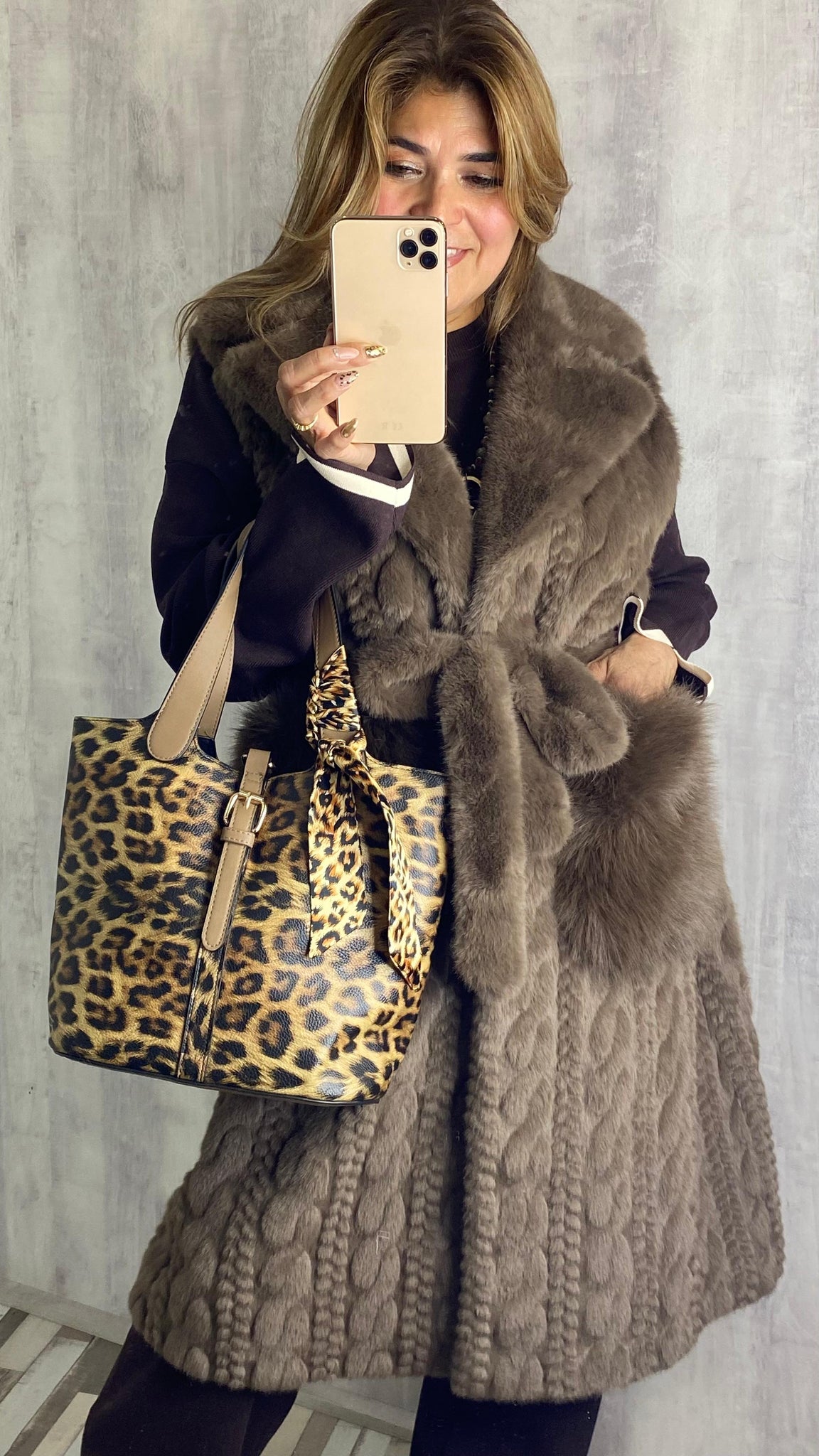 Bolso de poli piel animal print fondo camel