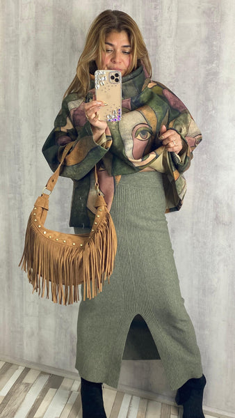 Falda de punto con goma en la cintura