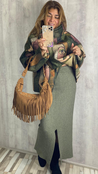 Falda de punto con goma en la cintura