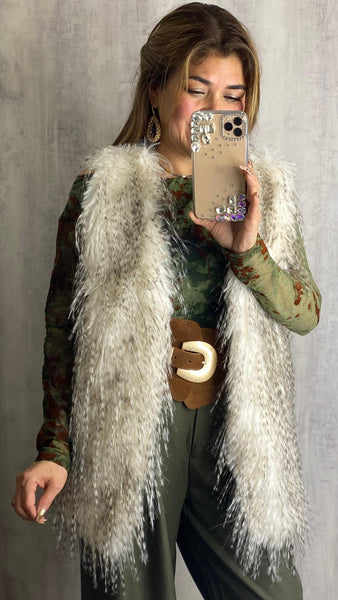 Chaleco de pelo combinado