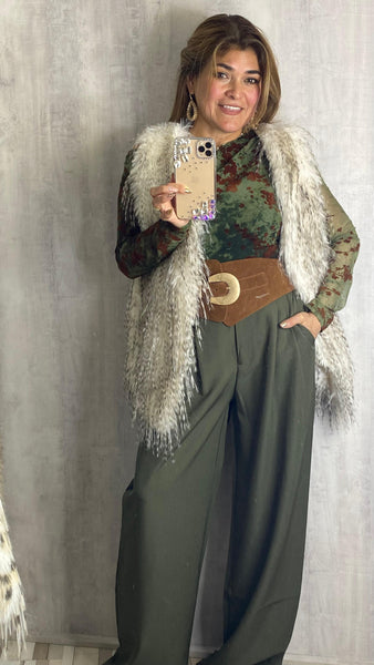 Chaleco de pelo combinado