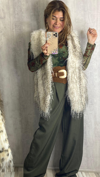 Chaleco de pelo combinado